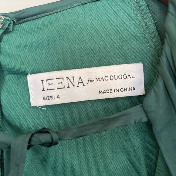 Mac Duggal Gown 55397 Emerald Green Plunge Neck Long Sleeve Satin Sheath 4 NWT - Picture 6 of 7